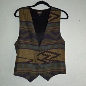 Vintage 80s 90s Hutspah Southwestern Button Vest Waistcoat Medium